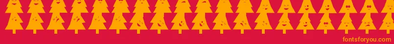 OhChristmasDing-Schriftart – Orangefarbene Schriften auf rotem Hintergrund