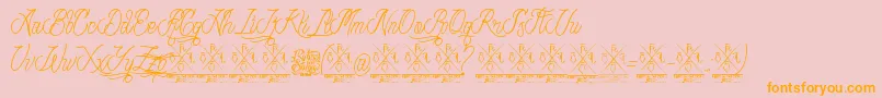 StrangeDays-Schriftart – Orangefarbene Schriften auf rosa Hintergrund