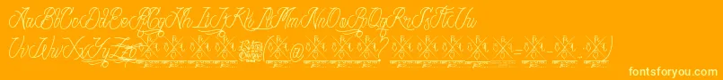 StrangeDays-Schriftart – Gelbe Schriften auf orangefarbenem Hintergrund