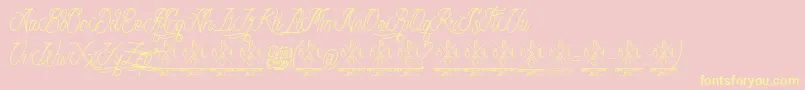 StrangeDays-Schriftart – Gelbe Schriften auf rosa Hintergrund