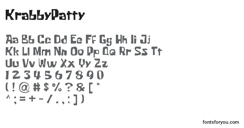 Schriftart KrabbyPatty – Alphabet, Zahlen, spezielle Symbole