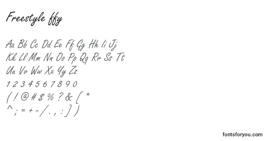 Schriftart Freestyle ffy – Alphabet, Zahlen, spezielle Symbole