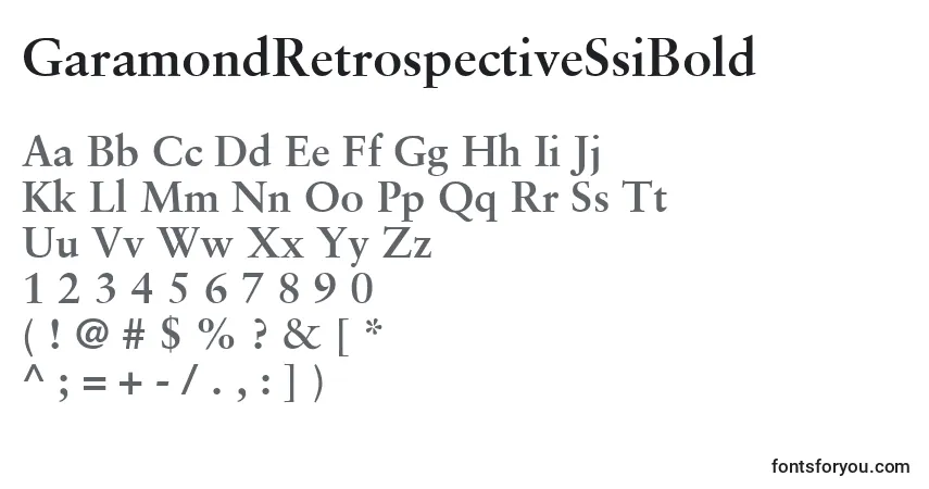 A fonte GaramondRetrospectiveSsiBold – alfabeto, números, caracteres especiais