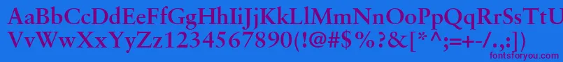 GaramondRetrospectiveSsiBold Font – Purple Fonts on Blue Background