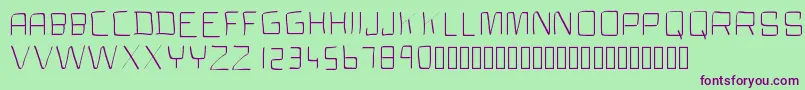 Clock-Schriftart – Violette Schriften auf grünem Hintergrund
