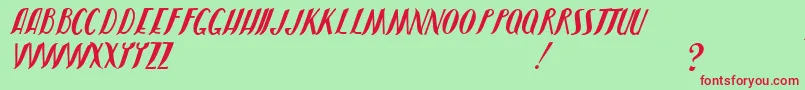 JmhShadow-fontti – punaiset fontit vihreällä taustalla