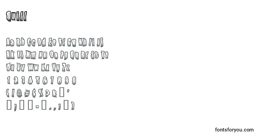 A fonte Quiff – alfabeto, números, caracteres especiais