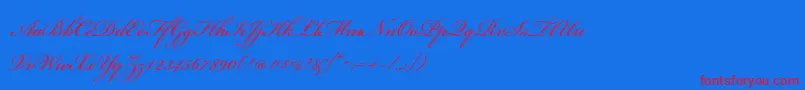 BickhamscriptstdRegular-Schriftart – Rote Schriften auf blauem Hintergrund