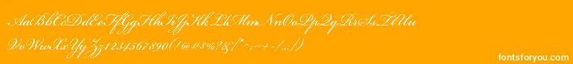 BickhamscriptstdRegular-Schriftart – Weiße Schriften auf orangefarbenem Hintergrund