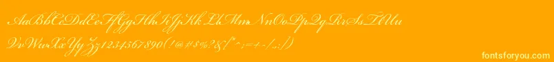 BickhamscriptstdRegular-Schriftart – Gelbe Schriften auf orangefarbenem Hintergrund