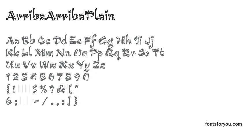 Czcionka ArribaArribaPlain – alfabet, cyfry, specjalne znaki