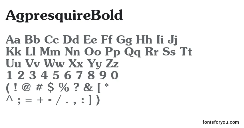 Schriftart AgpresquireBold – Alphabet, Zahlen, spezielle Symbole