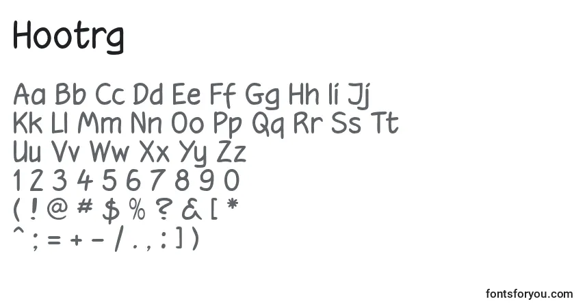 Schriftart Hootrg – Alphabet, Zahlen, spezielle Symbole