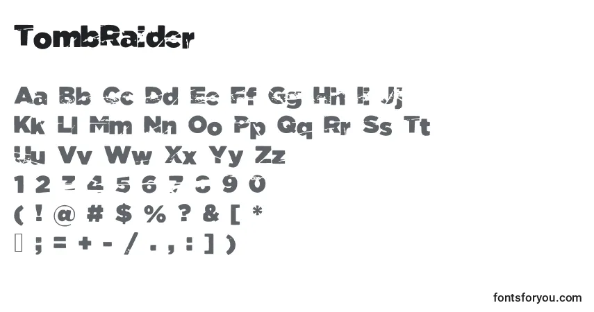 Fuente TombRaider - alfabeto, números, caracteres especiales