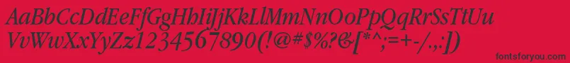 フォントGaramondbooknarrowcItalic – 赤い背景に黒い文字