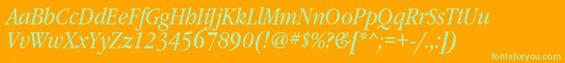 GaramondbooknarrowcItalic Font – Green Fonts on Orange Background