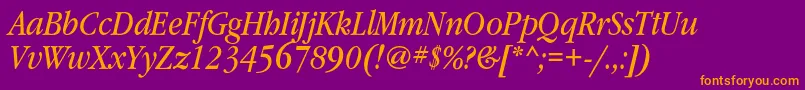 GaramondbooknarrowcItalic Font – Orange Fonts on Purple Background