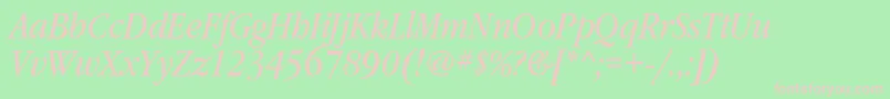 GaramondbooknarrowcItalic Font – Pink Fonts on Green Background