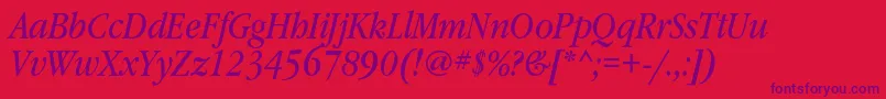GaramondbooknarrowcItalic Font – Purple Fonts on Red Background