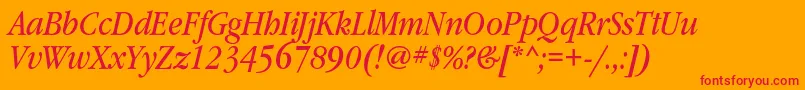 Police GaramondbooknarrowcItalic – polices rouges sur fond orange