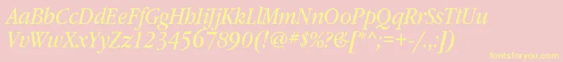 GaramondbooknarrowcItalic Font – Yellow Fonts on Pink Background