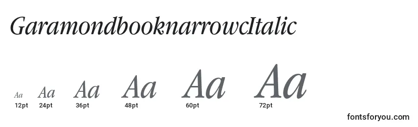 Größen der Schriftart GaramondbooknarrowcItalic