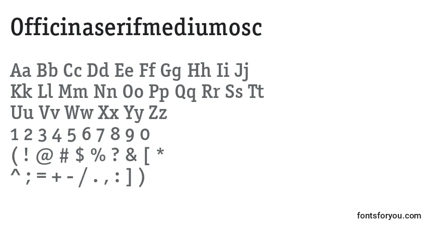 A fonte Officinaserifmediumosc – alfabeto, números, caracteres especiais