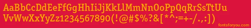 Officinaserifmediumoscフォントについての詳細 フォントOfficinaserifmediumosc – 赤い背景にオレンジの文字
