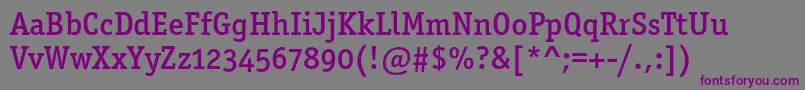 フォントOfficinaserifmediumosc – 紫色のフォント、灰色の背景