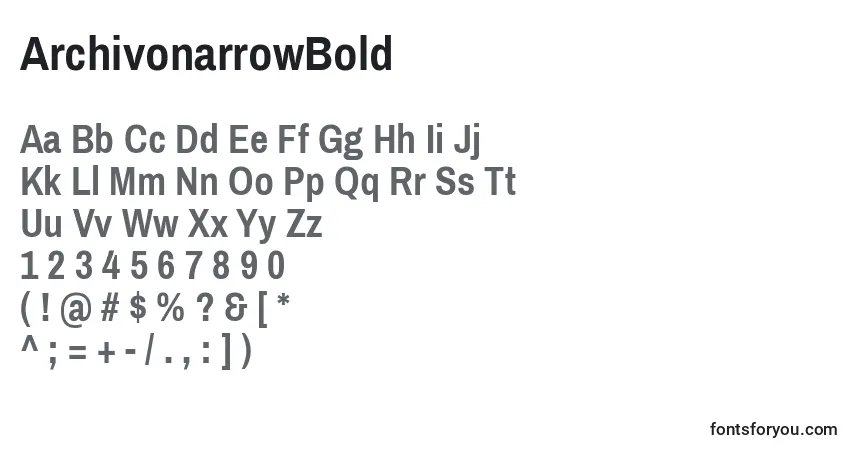 Шрифт ArchivonarrowBold – алфавит, цифры, специальные символы
