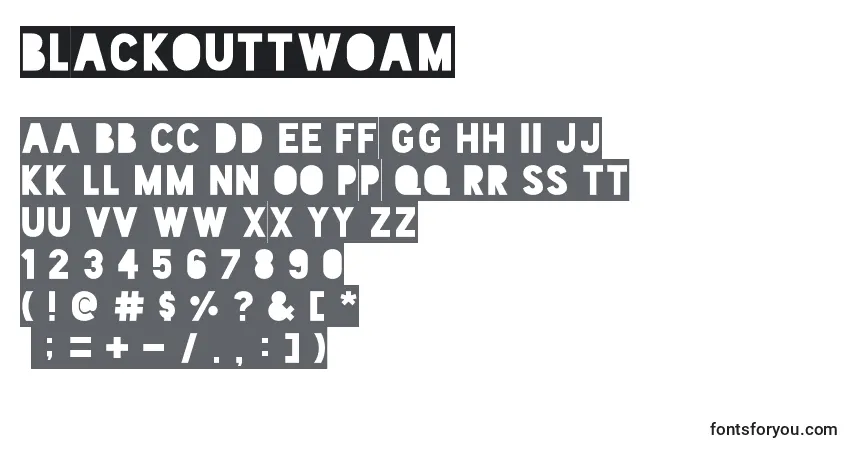 A fonte BlackoutTwoAm – alfabeto, números, caracteres especiais