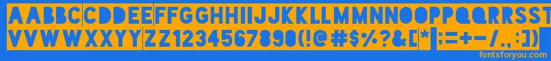 BlackoutTwoAm-Schriftart – Orangefarbene Schriften auf blauem Hintergrund