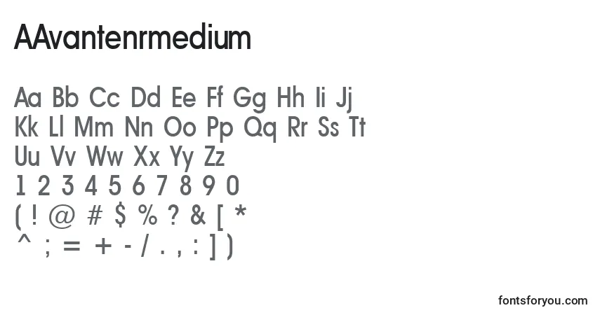 Czcionka AAvantenrmedium – alfabet, cyfry, specjalne znaki