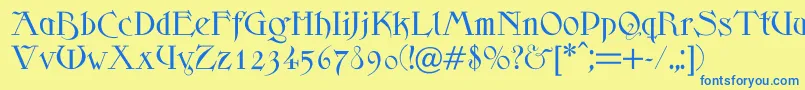 Scythe Font – Blue Fonts on Yellow Background