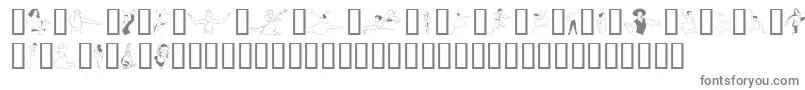 Dancerinthedarkii-fontti – harmaat kirjasimet valkoisella taustalla