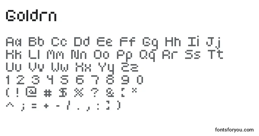 Шрифт Goldrn – алфавит, цифры, специальные символы