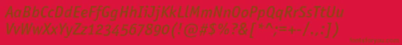 OfficinasansmediumoscItalic Font – Brown Fonts on Red Background