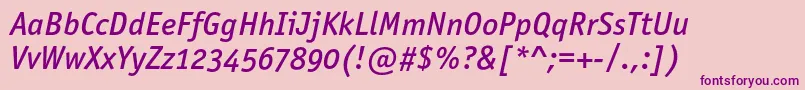 OfficinasansmediumoscItalic Font – Purple Fonts on Pink Background