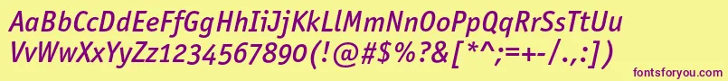 OfficinasansmediumoscItalic Font – Purple Fonts on Yellow Background