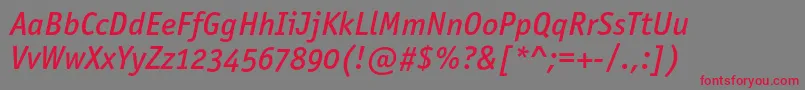 OfficinasansmediumoscItalic Font – Red Fonts on Gray Background