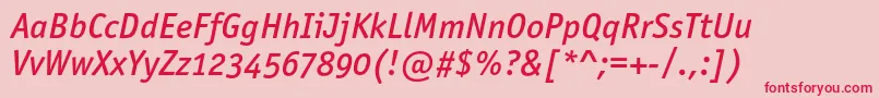 OfficinasansmediumoscItalic Font – Red Fonts on Pink Background