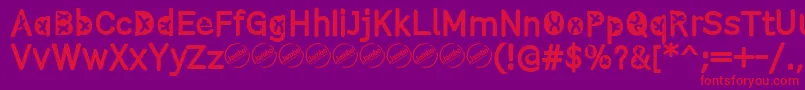 ComistainRegular-Schriftart – Rote Schriften auf violettem Hintergrund