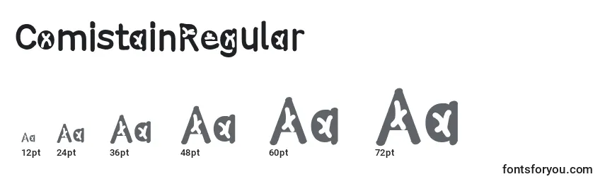 Размеры шрифта ComistainRegular