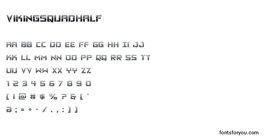 Шрифт Vikingsquadhalf – алфавит, цифры, специальные символы