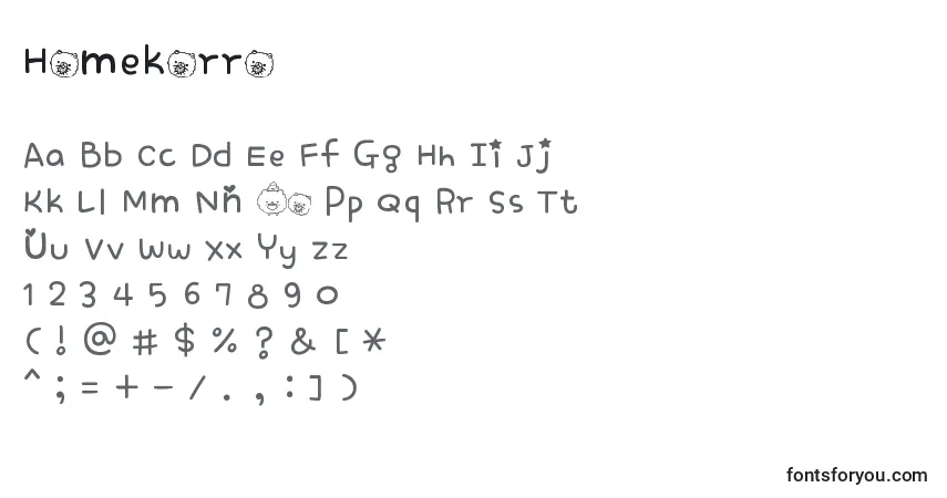 Czcionka Homekorro – alfabet, cyfry, specjalne znaki