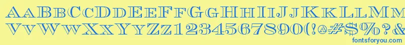 CurrencyoutlineRegular Font – Blue Fonts on Yellow Background