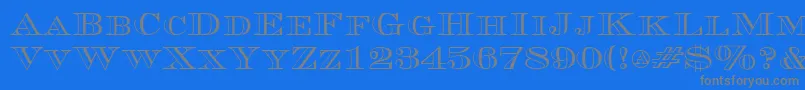 CurrencyoutlineRegular-Schriftart – Graue Schriften auf blauem Hintergrund