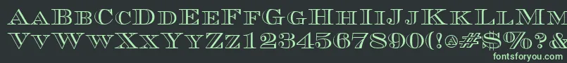 フォントCurrencyoutlineRegular – 黒い背景に緑の文字