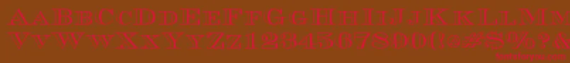 CurrencyoutlineRegular-Schriftart – Rote Schriften auf braunem Hintergrund