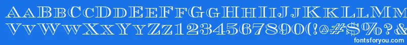 フォントCurrencyoutlineRegular – 青い背景に白い文字